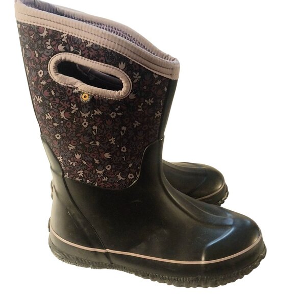 Bogs Other - Bogs Youth Waterproof Insulated Winter Boots Black & Purple Floral Size 5